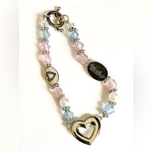 SilverTone Mother Love Bead Charm Bracelet